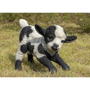 Hi-Line Gift Ltd. Small Black & White Baby Lamb Playing