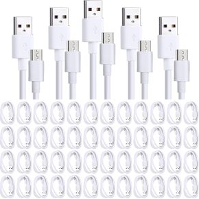 50 Pcs Micro USB Cable Bulk, 3.3 Ft Fast Charging Cable 2A Cable Charge Cord Compatible with Samsung Galaxy S7 S6 Edge J7 S5, Note 5 4, K40 K20, Kindle, PS4, Tablet (White)