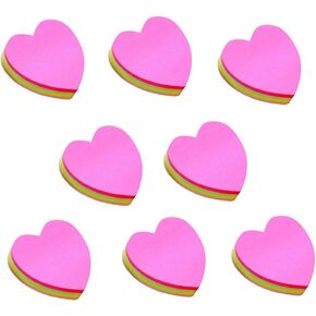 LGEGE 8 Pads Heart Shaped Note Pad Self-Sticky Note Memo Pad Adhesive Paper Post Notes