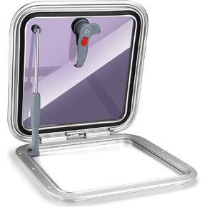 Boat Porthole Window Anodized Aluminum Frame Square Portlight Boat Hatch Lids 16.7 inch 095AA36
