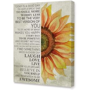 Today is A Good Day Inspirational Canvas Wall Art,Believe in Yourself Positive Moticational Canvas Framed Wall Art Ready to Hang for Teens Girls Boys Living Room Home Bedroom Wall Art Decor 12''x15''