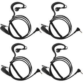 2.5mm Earpiece for Motorola t600 t800 t200 t260 mh230r mr350r mt350r Talkabout Radio Walkie Talkie with PU G Shape Ear-Hook Spring Wire and PTT Mic 1 Pin Headset,4 Pack