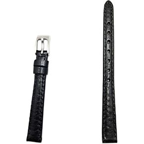 10mm Black Genuine Leather Watchband | Smooth, Lightly Padded Replacement Watchstrap that brings New Life to Any Watch (Womens Standard Length)