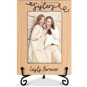 Sister Gift Wood Photo Frame for Besties Sisters Women Friends Maid of Honor Matron of Honor, Home Table Decor Supplies Friendship Gifts Tabletop Picture Frame with Stand (4x6" Vertical Photo) -14