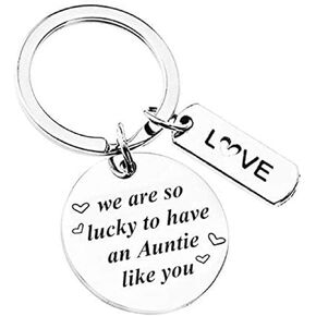 Aunt Birthday Christmas Gifts Keychain - We are So Lucky to Have an Auntie Like You Keychain Family Member Auntie Valentines Gifts for Aunt from Niece Nephew