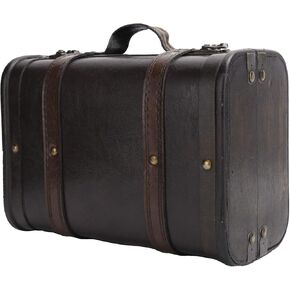 Elegant Suitcase Wooden Storage Box Retro Old‑Style Craftsmanship Studio Photography Props Suitcase Decoration with Firm Handle
