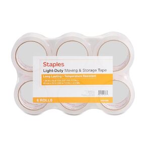 STAPLES 467951 Lightweight Moving & Storage PKing Tape 1.88-Inch x 54.6 Yds Clear 6/RL