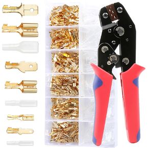 2.8/4.8/6.3mm Female Male Spade Crimp Connectors Electrical Lugs Terminal Insulating Wire Quick Splice Assortment Kit Wound Plug Crimping Spring Insert Wire Cold Pressing Wiring Cable