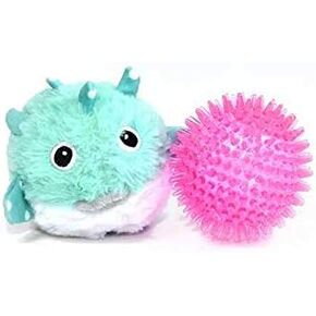 Patchwork Pet Pricklets Puffer Fish Premium Dog Toy Plush Interactive Removable Spiky Ball