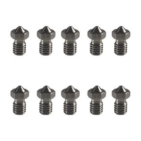 10PCS 3D Hardened Steel M6 Nozzles for 1.75mm V6 Hotend Prusa I3 MK3S Anycubic Mega S Vyper 3D Printing PEI PEEK or Carbon Fiber Filament (0.6mm)