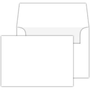 Blank Note Flat Cards and Envelopes, Made From Bright White Heavyweight Thick Cardstock | 5 X 7 Inches (A7) | 50 Cards and Envelopes Per Pack | Not a Fold Over Card