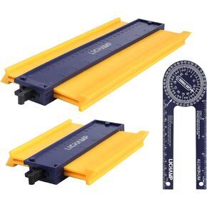 Lichamp Contour Gauge Profile Tool 5" 10" with Miter Saw Protractor Angle Finder 7", Super Gauge Shape and Outline Tool with Aluminum Miter Cut Protractor