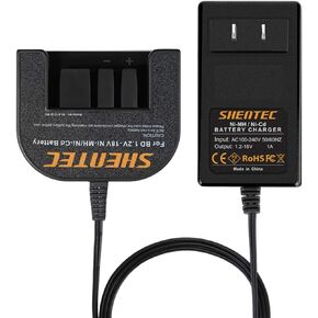 Shentec 1.2V-18V Battery Charger Compatible with Black and Decker 7.2V 9.6V 12V 14.4V 18V Ni-MH/Ni-Cd Slide Style Batteries（Ni-MH/Ni-Cd）