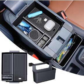 2 In 1 Center Console Organizer Replacement for 2024 2023 2022 Ford Maverick Accessories,Armrest Hanging Storage Box Compatible for Ford Maverick 2023 2022 XL/XLT/LARIAT Truck Accessories