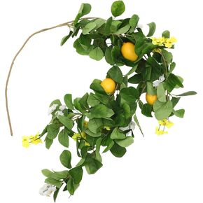 Faux Wall Hanging Lemon DIY Faux Lemon Stems Houseplant Fruit Plants Wreath Arrangement Stem Artificial Floral Picks Hanging Lemon Garland Decor Summer Garland Vine Plastic Indoor