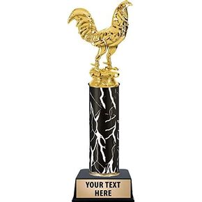 Crown Awards Fighting Rooster Trophies, Personalized Black Lightning Fighting Rooster Trophy, Custom Engraving Included Prime