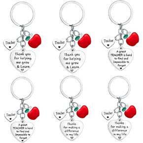 6PCS Teacher Keyring Thank You Teacher Gifts Graduation Gifts for Teachers Teachers Birthday Retirement Gifts