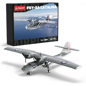 WW2 Airplane PBY-5A Catalina Building Blocks Sets, Military Building Toy, Collectible WWII Air Force Gift for Adults (364PCS)