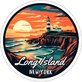 Long Island New York Sticker Weatherproof Vintage Decal Vinyl Small Waterproof for Water Bottle Mug Passport Scrapbook Notebook Laptop Tumbler Skateboard Computer Phone 4"