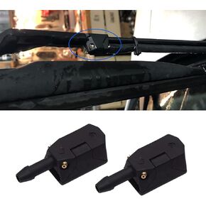 2 PCS Car Universal Front Windshield Washer Wiper Sprayer Nozzle Arm Mounted Window Water Spray Sprinkler Jet 4Way 8mm 9mm (Black)