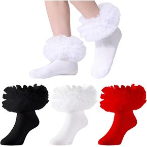 Baby Girl Socks Turn Cuff Double Lace Big Ruffle Socks for Toddlers