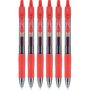PILOT G2 Premium Refillable & Retractable Rolling Ball Gel Pens, Fine Point, Red Ink, 6 pack