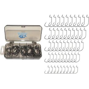 50pcs Fishing Worm Hooks High Carbon Steel for Freshwater and Saltwater Bait Jig Hooks with 5 Sizes