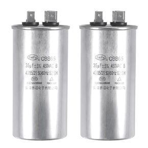 uxcell Run Capacitor Round CBB65 35uF 35mfd 450V AC 40/85/21 Aluminum Case with Terminal for Air Conditioner Compressor Motor Heat Pump Condenser 2Pcs