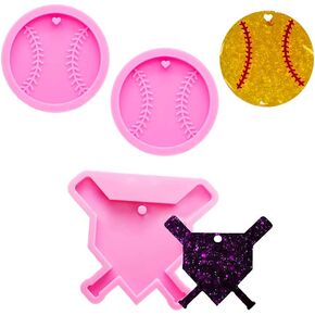 3 PCS Glossy Shiny Baseball Anchor Bat Keychain with Hole Silicone Mold for DIY Fondant Trinket Gum Candy Pudding Jelly Shots Luggage Tag Cake Decor Crystal Earrings Pendant