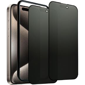 2 Pack Compatible with iPhone 15 Pro Matte Privacy Screen Protector with Easy Installation Frame, Anti-spy Anti-glare Eye Protection Tempered Glass Film 6.1 Inches, Smooth & Sensitive Touch