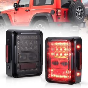 BUNKER INDUST LED Tail Lights Replacement Kit for Jeep Wrangler JK JKU 2007-2018, Rear Tail Lamp Stop Brake Light Turn Signal Light Reverse Back Up Assembly