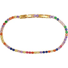 2mm Tennis Bracelet Colorful Artificial Zirconia Dopamine Chain Ladies Gifts