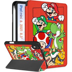 Trendy Fun for iPad Mini 6th Generation Case 8.3 inch 2021 Cute Cartoon Anime Kawaii Smart Covers for Boys Kids Girls Teens Aesthetic Design Cool Tri-fold Stand Folio for i Pad Mini 6, Mogu