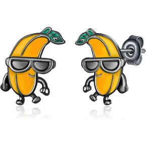 Banana Earrings 925 Sterling Silver Fruit Earrings Jewelry Gift for Banana Lovers