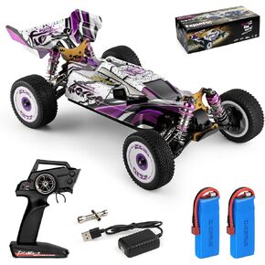 سيارة WLtoys 124019 RC، سيارة تحكم عن بعد بمقياس 1/12 2.4 جيجا هرتز، سيارة سباق عالية السرعة 4WD 60 كم/ساعة، سيارة الانجراف على الطرق الوعرة RTR مع هيكل من سبائك الألومنيوم، تروس من سبائك الزنك وبطاريتين in Kuwait