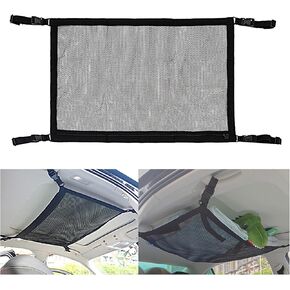 1 PC Car Ceiling Storage Net, 35.4In x 25.5In Roof Storage Bag, Roof Luggage Net Pocket, Suitable for Most Cars, Placing Children's Toys, Long-Distance Travel, Camping (Black)