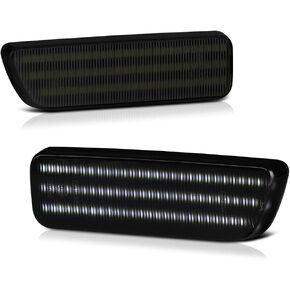 VIPMOTOZ Pure White LED Strip Side Marker Light Front Fender Parking Lamp Replacement For VW Cabrio MK4 Golf Jetta Sedan Wagon, Black Smoked Lens, 2-Piece Driver & Passenger Side Set