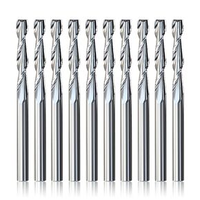 10Pcs 1/8" Shank Flat End Mill Set, 2 Flute CNC Router Bit for CNC Machine Carbide Milling Cutter Wood Cutters CNC Milling Tools