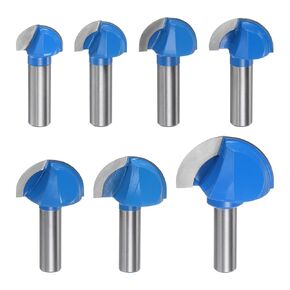 Router Bit Core Box Set 1/2 Shank 1" 1-1/8" 1-1/4" 1-3/8" 1-1/2" 1-5/8" 2" Cutting Dia. Round Nose Router Bit 2 Flutes Carbide Cove Box Cutter for Woodworking Cutter Tool 7in1 Set