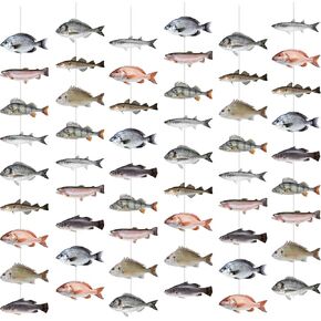 Pasimy 8 Pcs Gone Fishing Party Decoration Banner Fish Garland Birthday Party Supplies for Fisherman Competition Tournament Retirement Barbecue