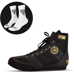 FISTRAGE Boxing Shoes Leather Kick Fighting Training Mesh Unisex Pro Men's and Youth Genuine Light Weight Boot | Shoe for Adults