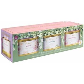 3 Piece Fragranced Candle Set Made with Essential Oils and Soy Wax -Each CandLe contains 14 oz (369g) (Tin Vessels with Lids Included) Scents: Eucalyptus, Cherry Blossom, and Lavender