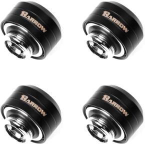 Barrow G1/4" to 14mm Hard Tubing Compression Fitting, Smooth Finish, Black, 4-Pack