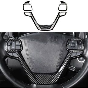 Carbon Fiber Steering Wheel Panel Cover Trim Sticker Car Interior Accessories Decoration Panel Moulding Trims 3PCS for Toyota Highlander 2014-2019