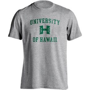 University of Hawaii Rainbow Warriors Distressed Retro Logo T-Shirt Athletic Heather Large