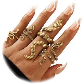 Harry and Henry Snake Ring Vintage Snake Knuckle Rings Statement Biker Stackable Ring Reptile Serpent Band Ring Jewelry for Women