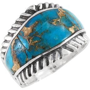 Turquoise Ring Sterling Silver 925 Genuine Gemstones Size 6 to 13 (for Women or Men)
