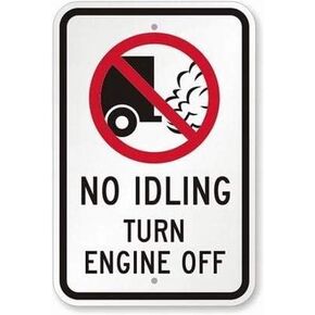 Garage Decor Sign No Idling - Turn Engine Off (with No Idling Graphic) Safety Sign Caution Warning Sign Tin Metal Decor Sign 8x12