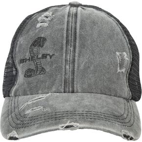 Shelby Ladies Distressed Black/Grey Ponytail Hat | Officially Licensed Shelby® Product | Adjustable, One-Size Fits All | Lightweight Super Soft Finish