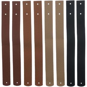 Pack of 8Pcs Leather Hook, Wall Hanging Straps Hanger Towel Hook Curtain Rod Holder for Bathroom Kitchen Bedroom Boho Style Decor,Black&Dark Brown&Apricot Color&Caramel Color